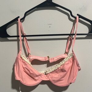 Heavy Manners Pink and Cream swim top